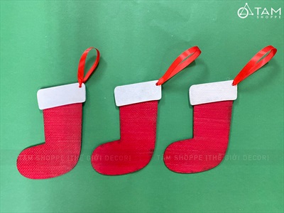 Vớ gỗ Noel treo trang trí Giáng Sinh PKT-X-06